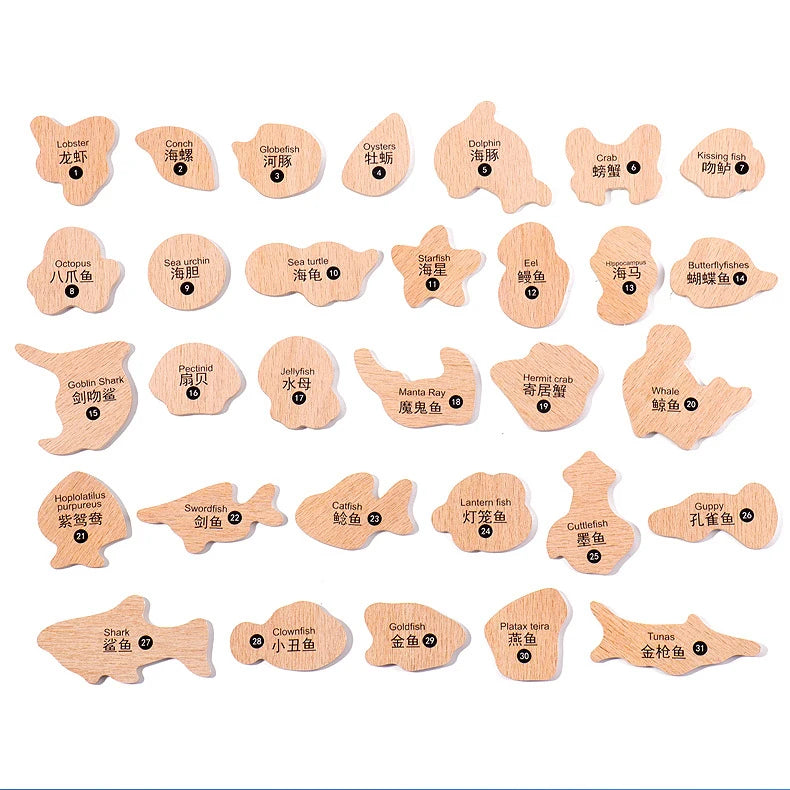 Montessori Wooden Magnetic Fishing Toy for Kids – Educational Marine Life Game