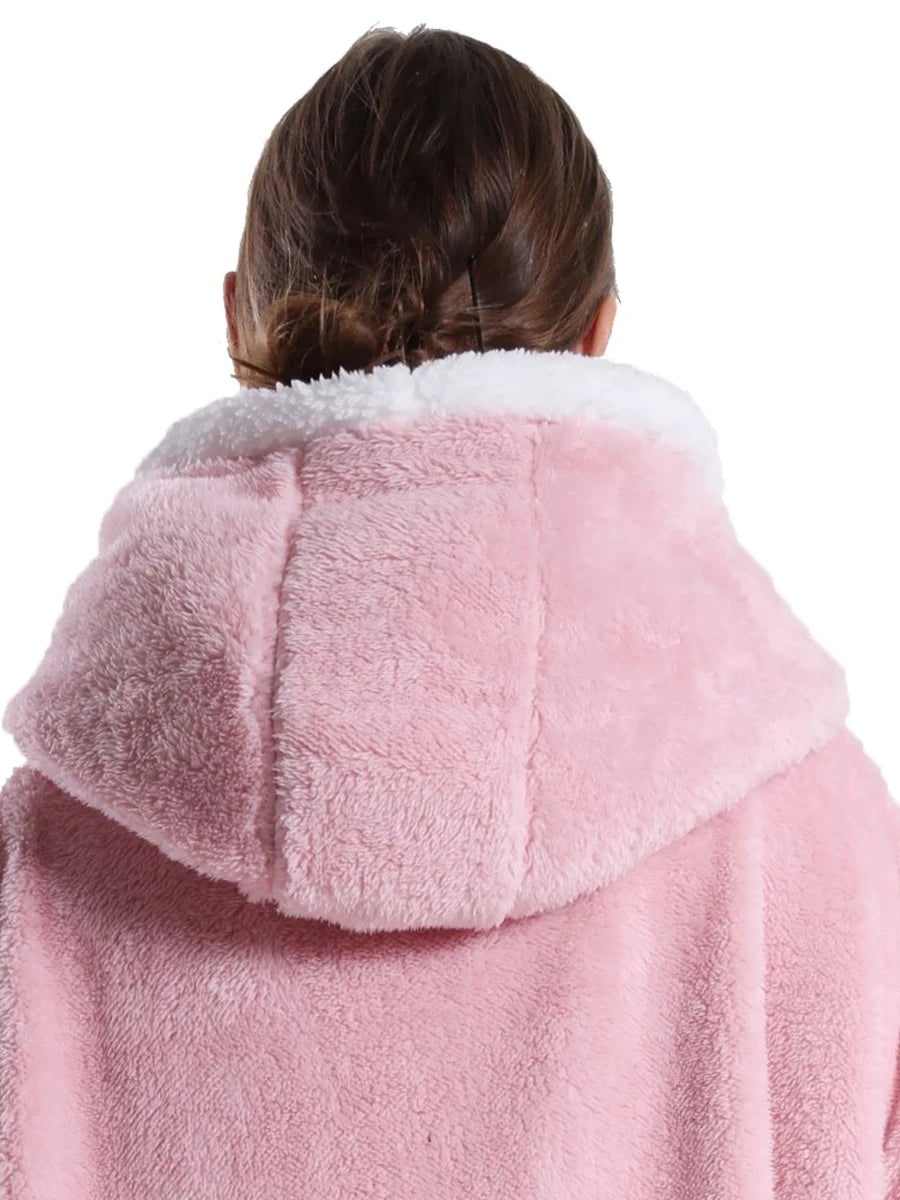 Oversized Wearable Fleece Blanket Hoodie with Sleeves
