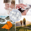 Collage showing hands applying facial compresses, a round of white towels, and people hiking in nature.