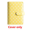 Yellow polka dot PU leather binder wallet with a clear plastic cover and card holder.