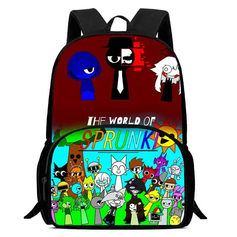 Cartable Enfant Cartoon Sprunki avec Pochette Avant