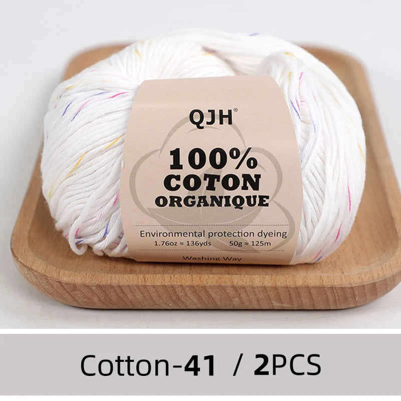 100% Organic Cotton Yarn for Knitting and Crocheting (2-Pack)