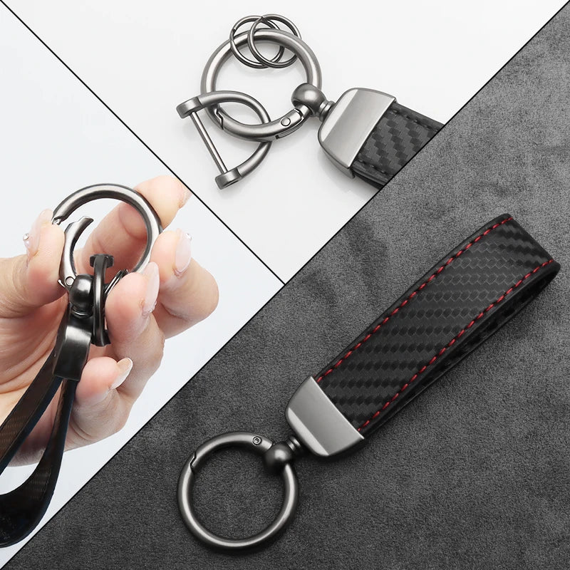 Carbon Fiber Car Keychain with Alloy Buckle
