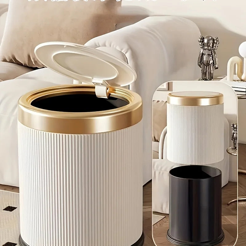 Step-On Trash Can with Lid – Durable Plastic Wastebasket for Home