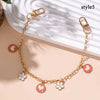 Cherry Blossom Bow Enamel Bag Chain with Heart Charms