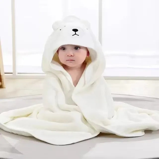 Soft Hooded Baby Towel Robe with Cartoon Animal Design