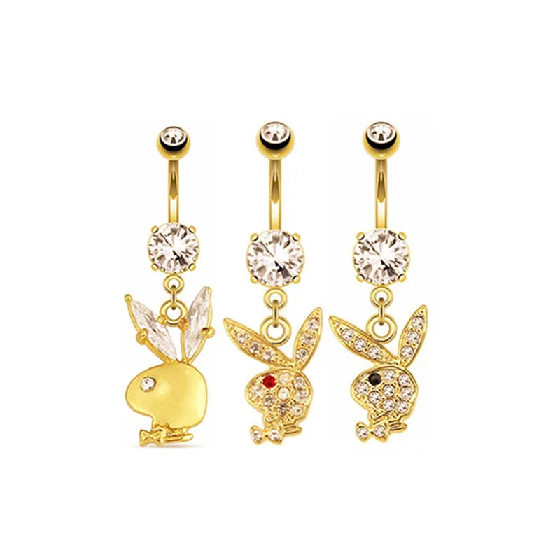 Gold Bunny Belly Button Piercing Ring