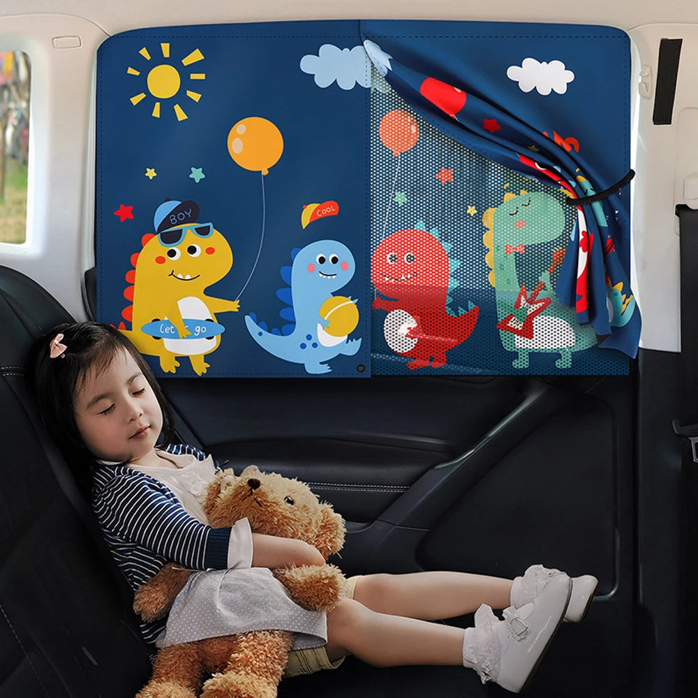 Telescopic Magnetic Car Window Shades with UV Protection and Insect Mesh