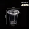 Clear food grade PET disposable cup with lid, measuring 9.8cm in height and 5.8cm in diameter.