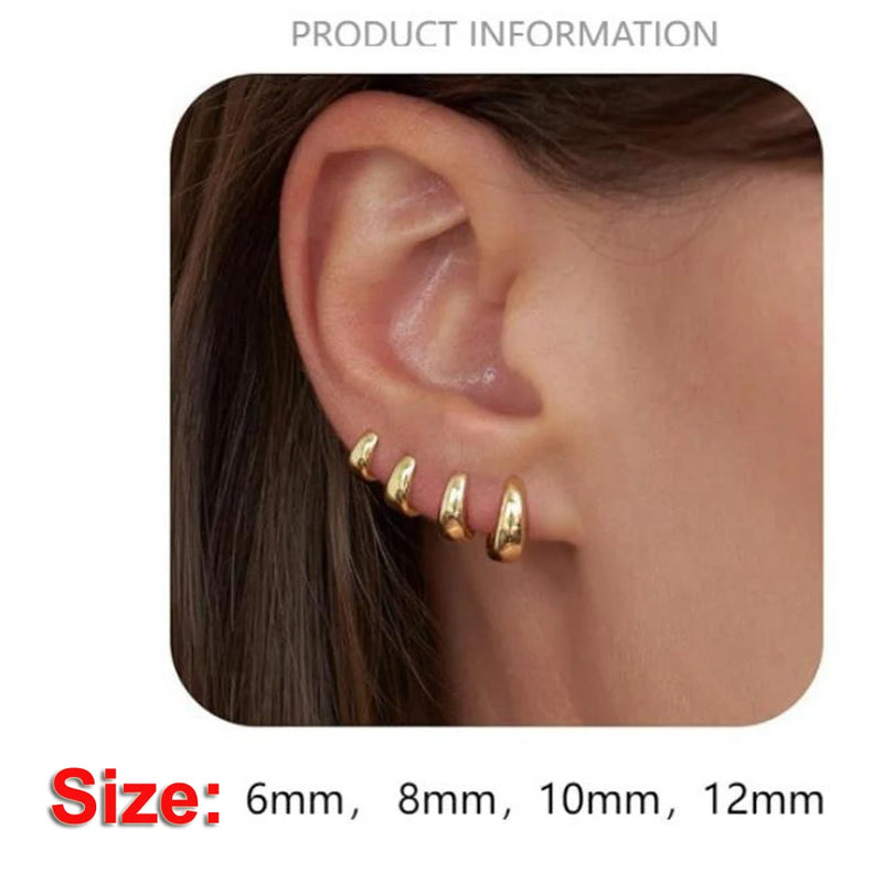 Chunky Gold-Plated Hoop Earrings Set