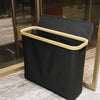 Bamboo and Oxford Cloth Toiletry Storage Basket with Lid