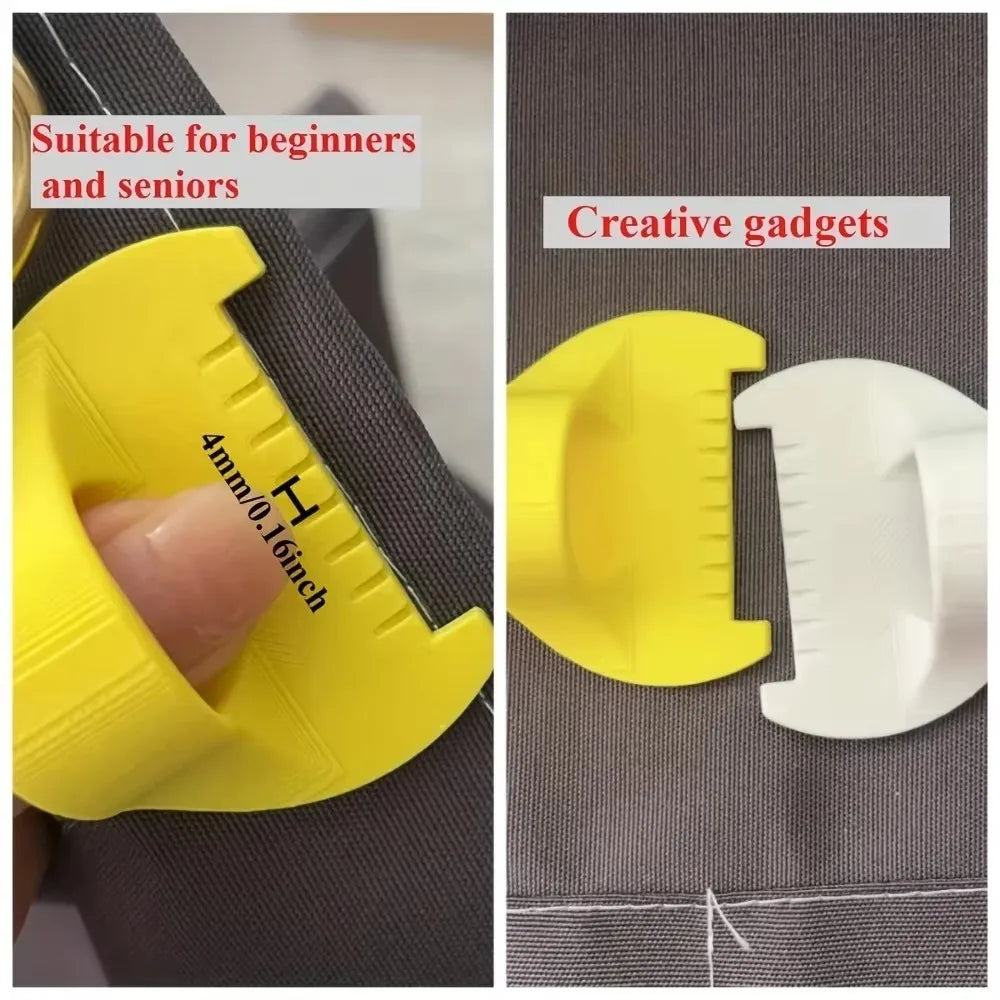 Adjustable Edge Stitching Stencils with Fabric Thimble for Sewing & Embroidery