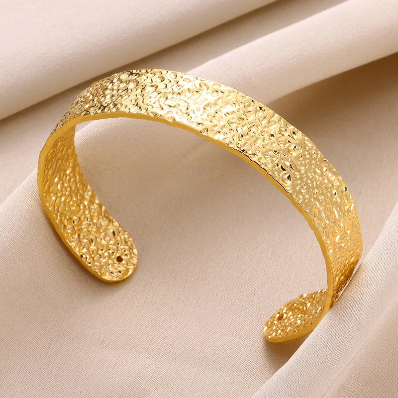 Adjustable Gold-Tone Stainless Steel Cuff Bracelet