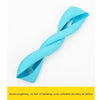 A bright blue silicone steering wheel cover shaped like a twisted rope.