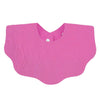 A bright pink soft cotton baby bib in a bandana style for newborns.