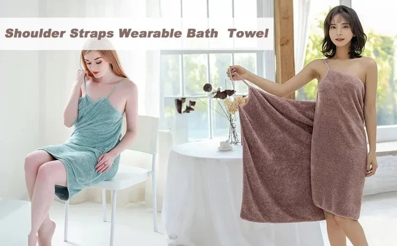 Soft Quick-Dry Wearable Towel Wrap with Adjustable Straps