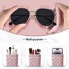 Soft PU Leather Squeeze Glasses Case with Multi-Functional Storage Pocket