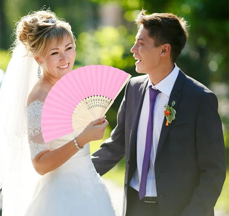 Classic Bamboo Folding Fan with Blank Canvas Design