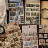 A collection of retro gallery 3D relief die-cut stickers for journaling and scrapbooking featuring various book and decorativ