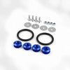 A collection of quick release bumper fasteners including bolts, washers, and rings for car body panels.