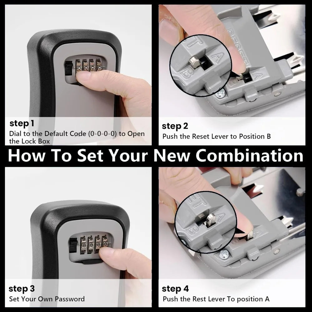 Wall-Mounted 4-Digit Combination Key Lock Box for Secure Key Storage