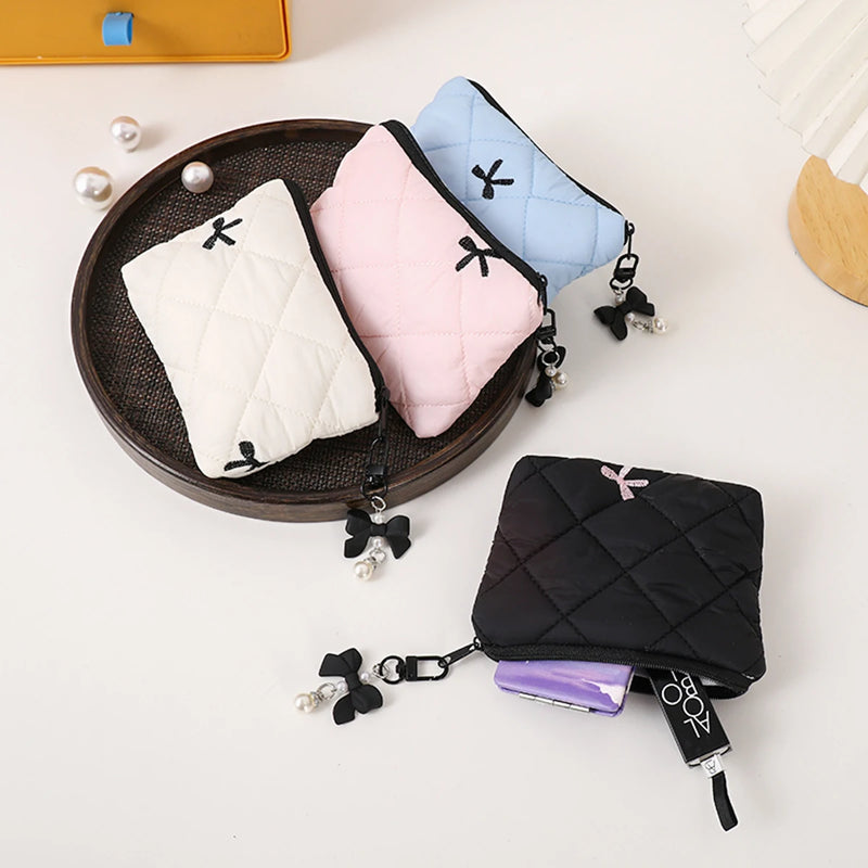 Quilted Bow Makeup Bag