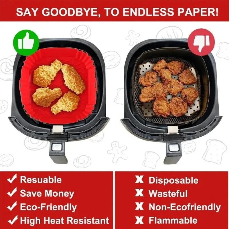 Reusable Square Silicone Air Fryer Liners