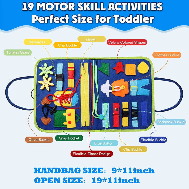 Montessori Busy Board for Toddlers - Sensory Learning & Fine Motor Skills