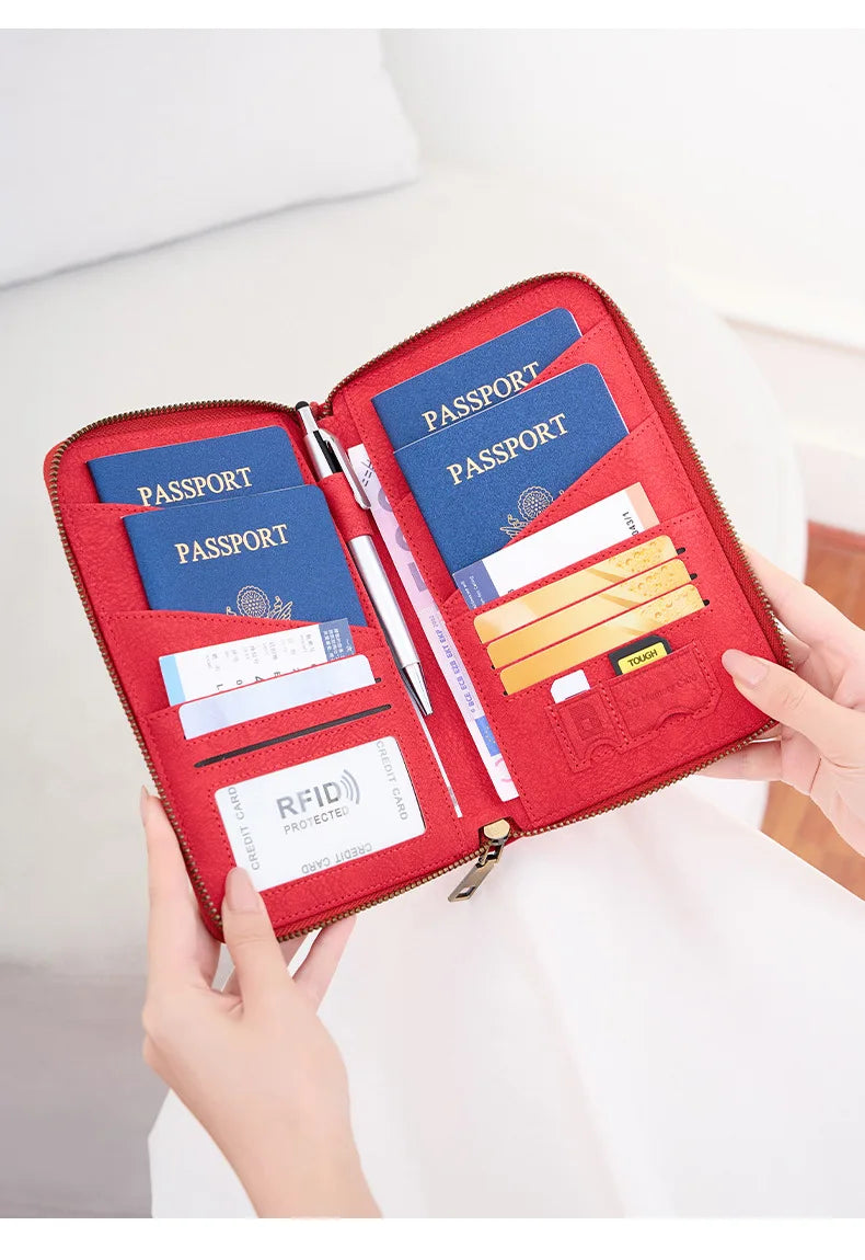 RFID Blocking Travel Passport Holder and Document Organizer