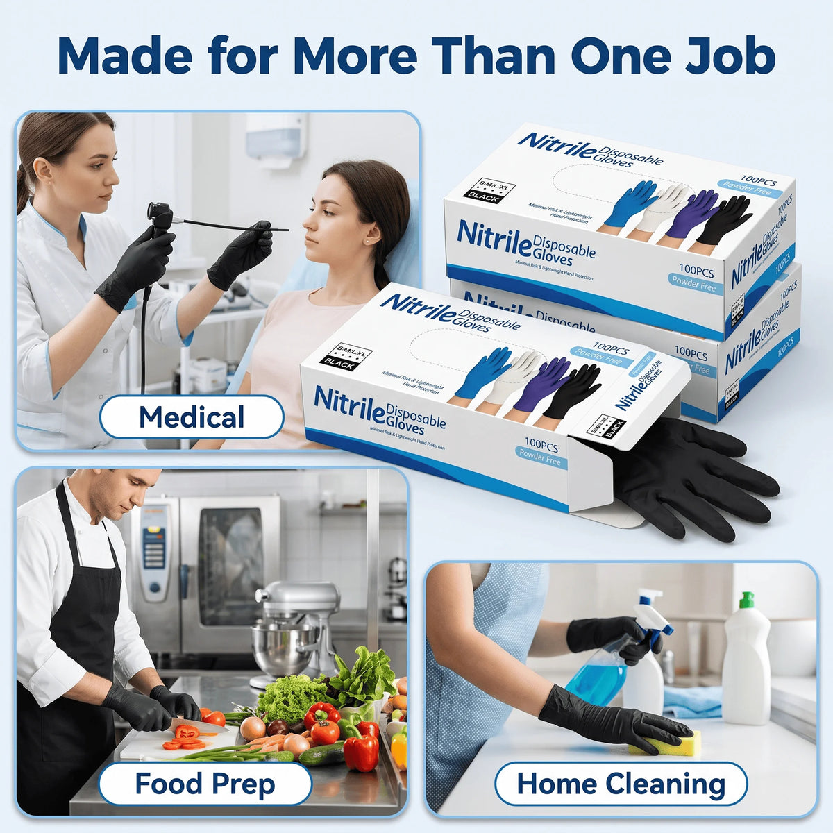 Black Disposable Nitrile Gloves (100-Pack)
