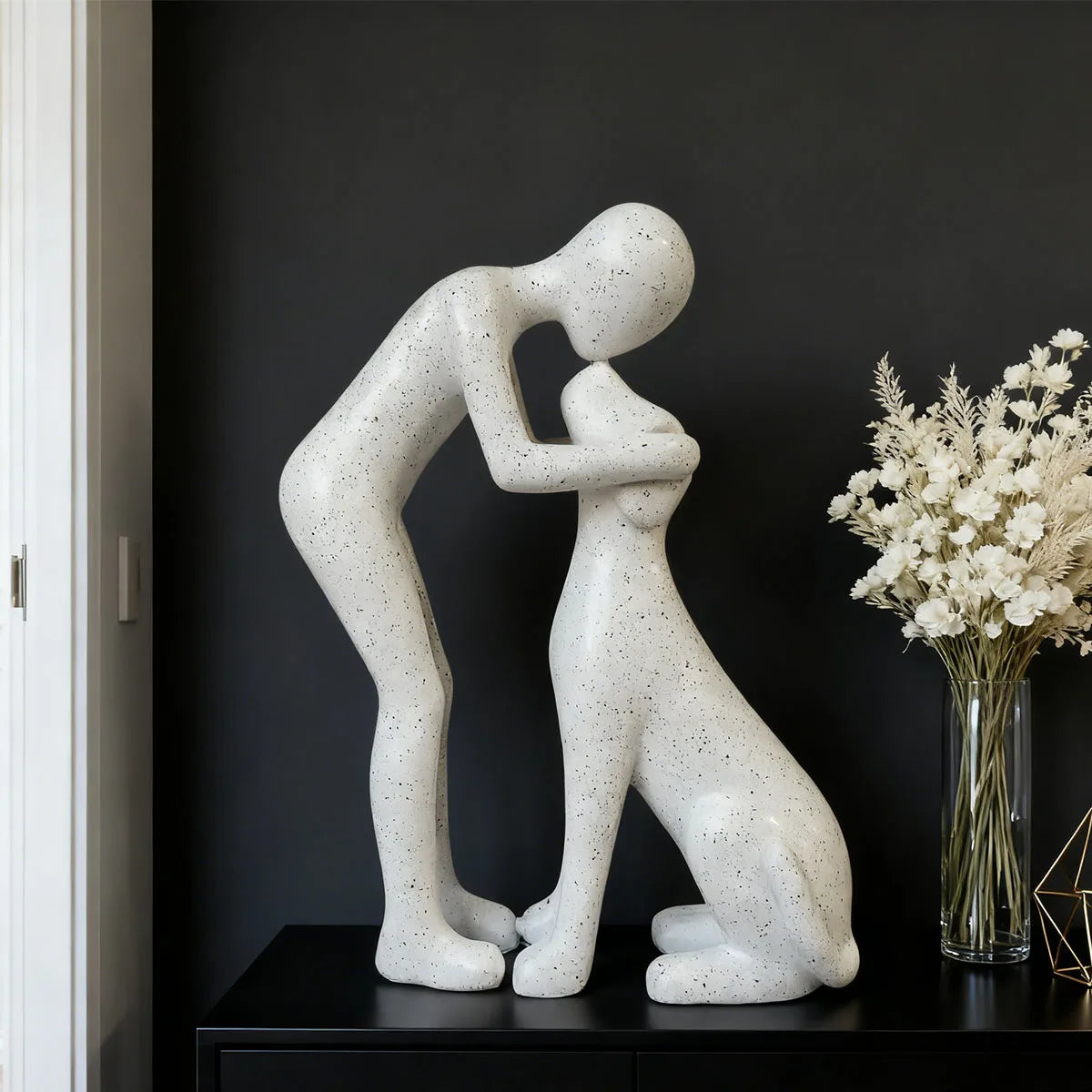 Resin Kissing Puppy Figurine – Warm Pet Lover Decor