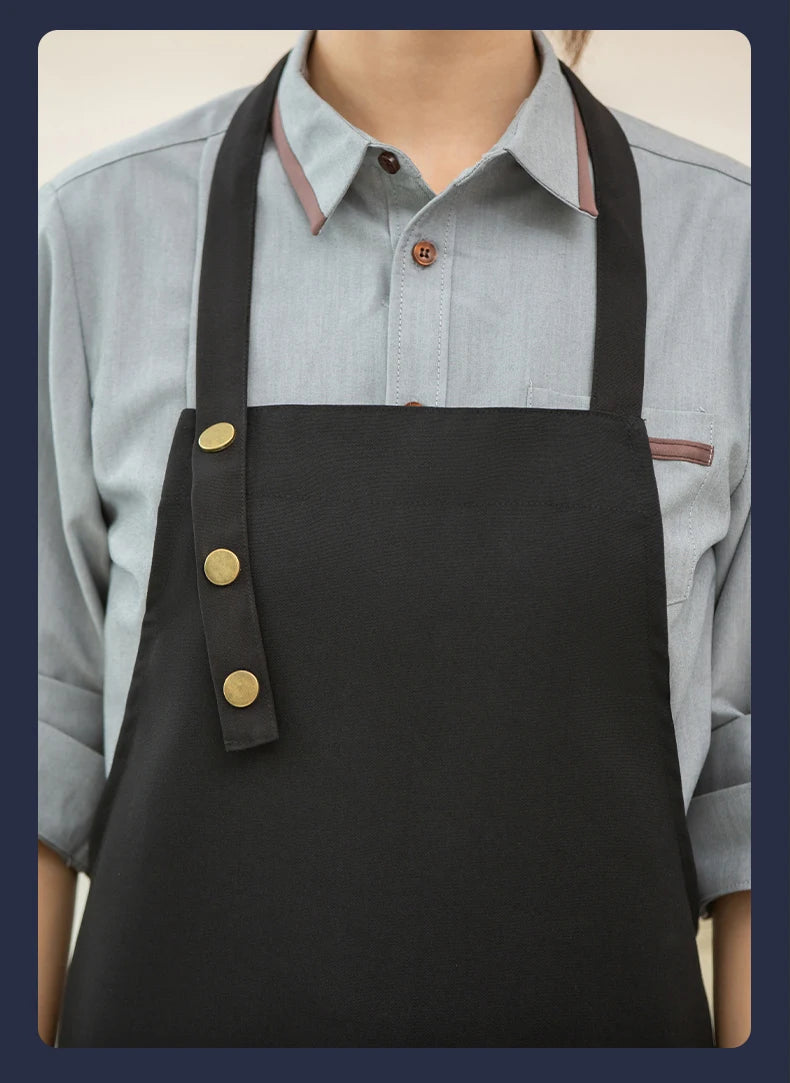 Canvas Cotton Cooking Apron with Adjustable Halter Neck and Large Pockets