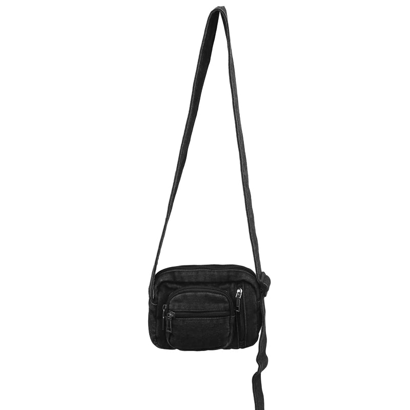 Klassische Denim-Crossbody-Tasche mit verstellbarem Riemen