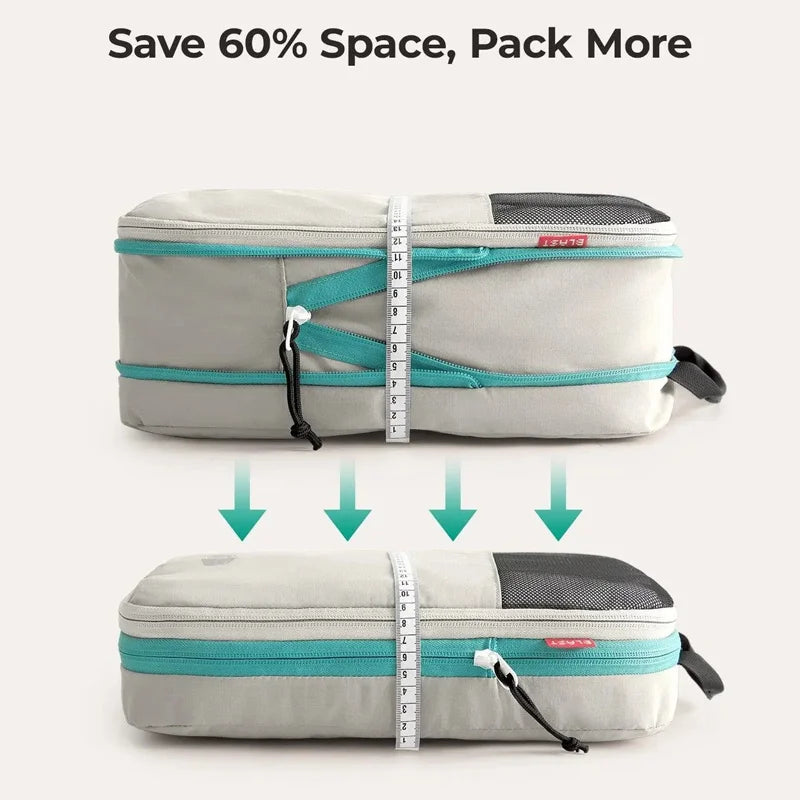 Compression Packing Cubes Set with Expandable Travel Organizers