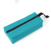 A teal fabric tool organizer bag with a black zipper and strap.