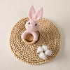 Handmade Crochet Bunny Rattle with Wooden Teether for Babies