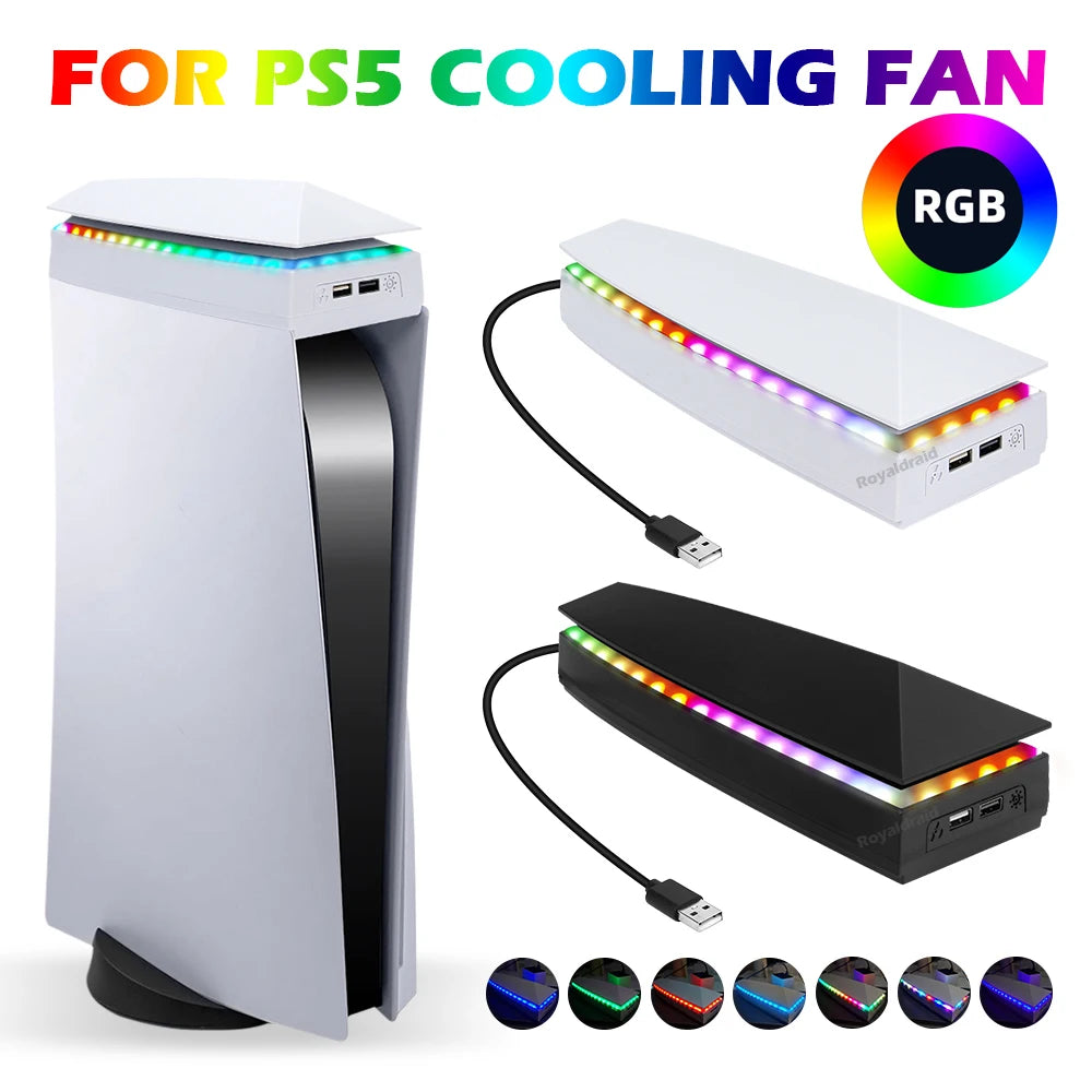 PS5 Cooling Stand with RGB Lighting and Dust Cover
