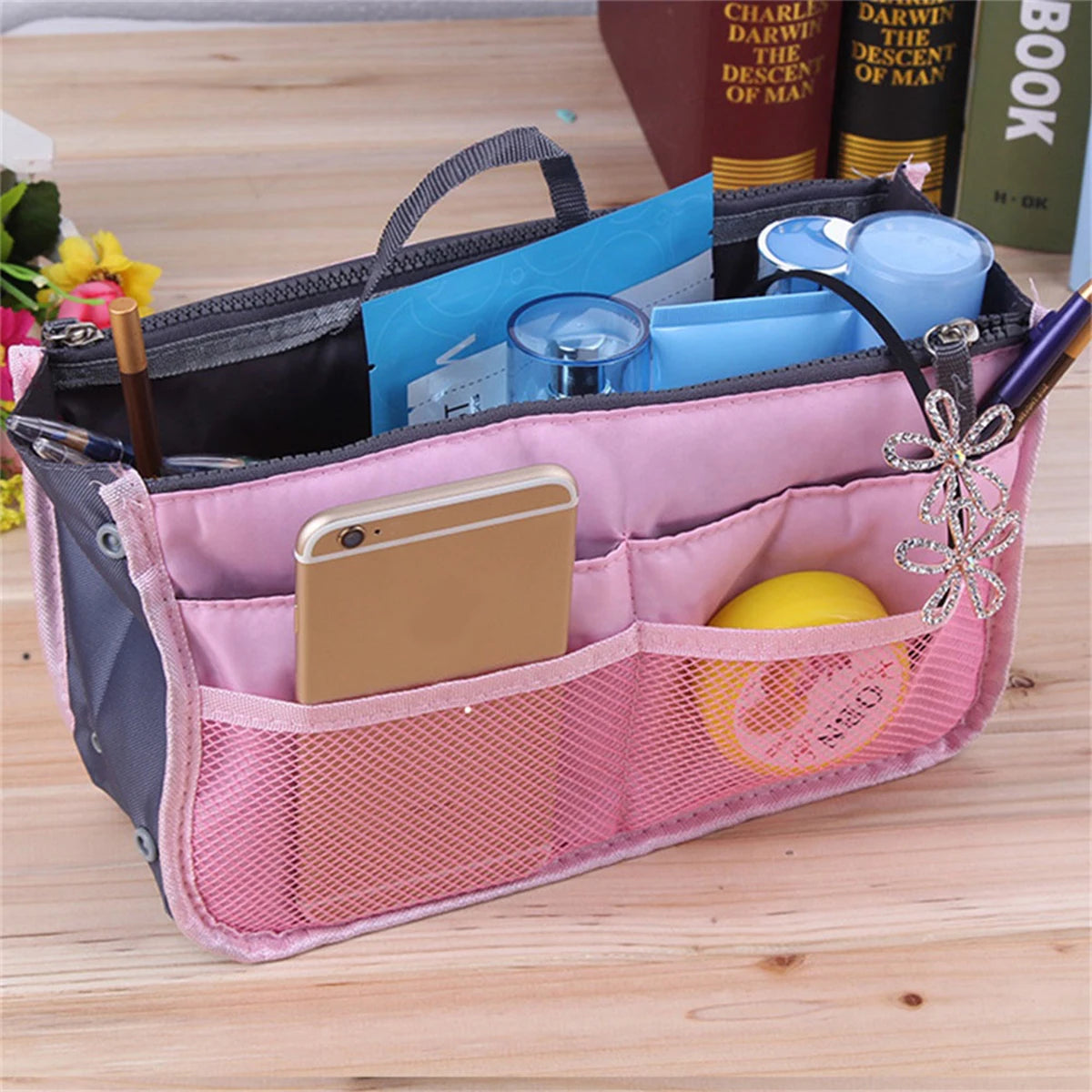 Nylon Handbag Organizer with Multiple Pockets