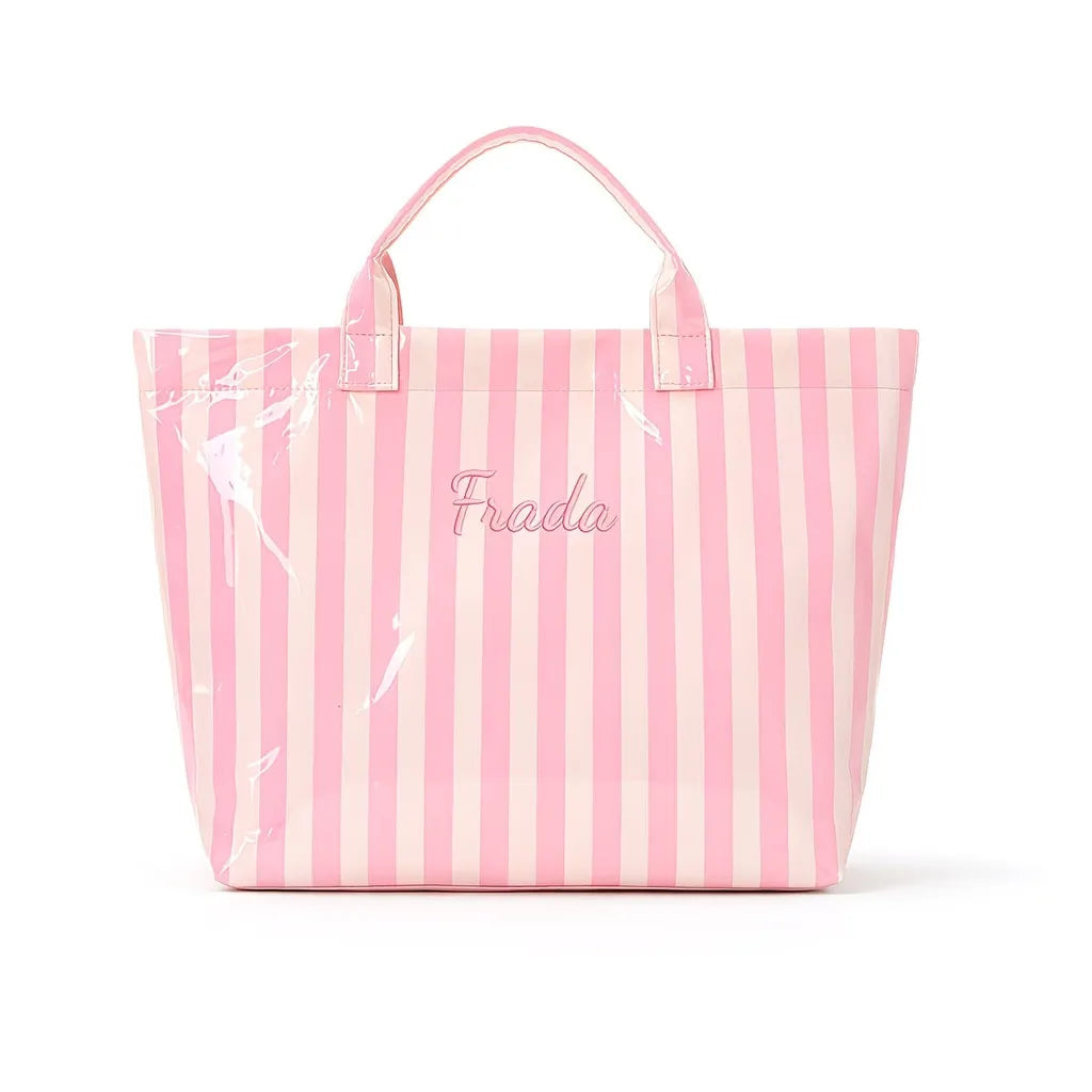 Striped PVC Waterproof Tote Bag for Everyday Use