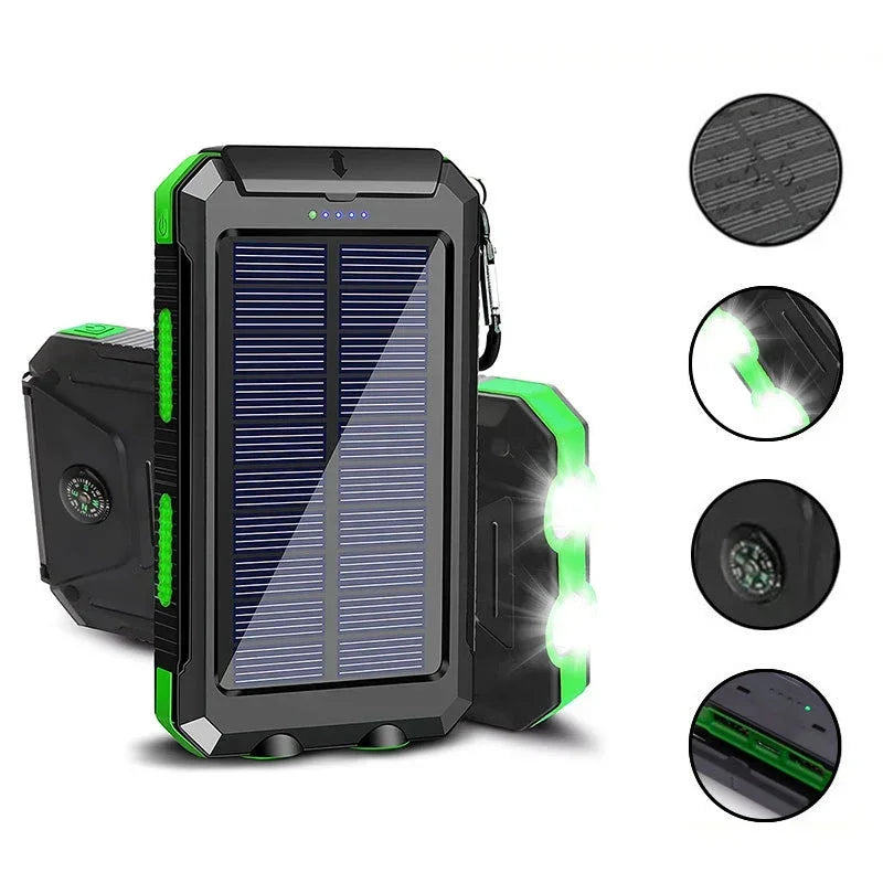 Banco de Energía Solar 20.000 mAh con Linterna