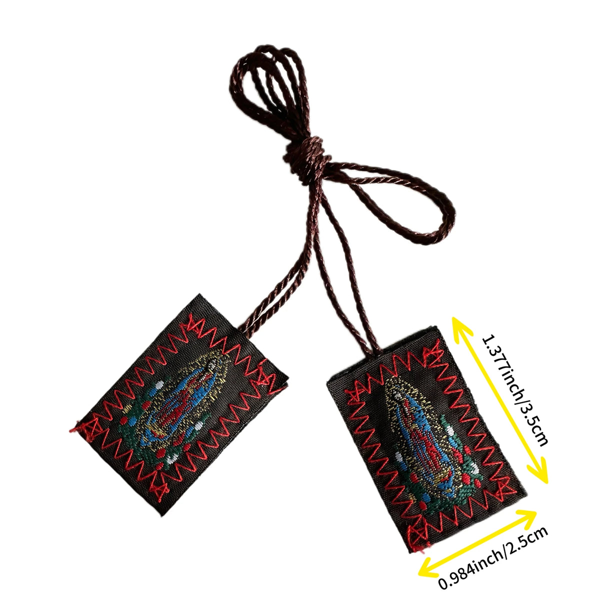 Set of three green scapular necklaces featuring Saint Jude and Our Lady of Guadalupe charms
