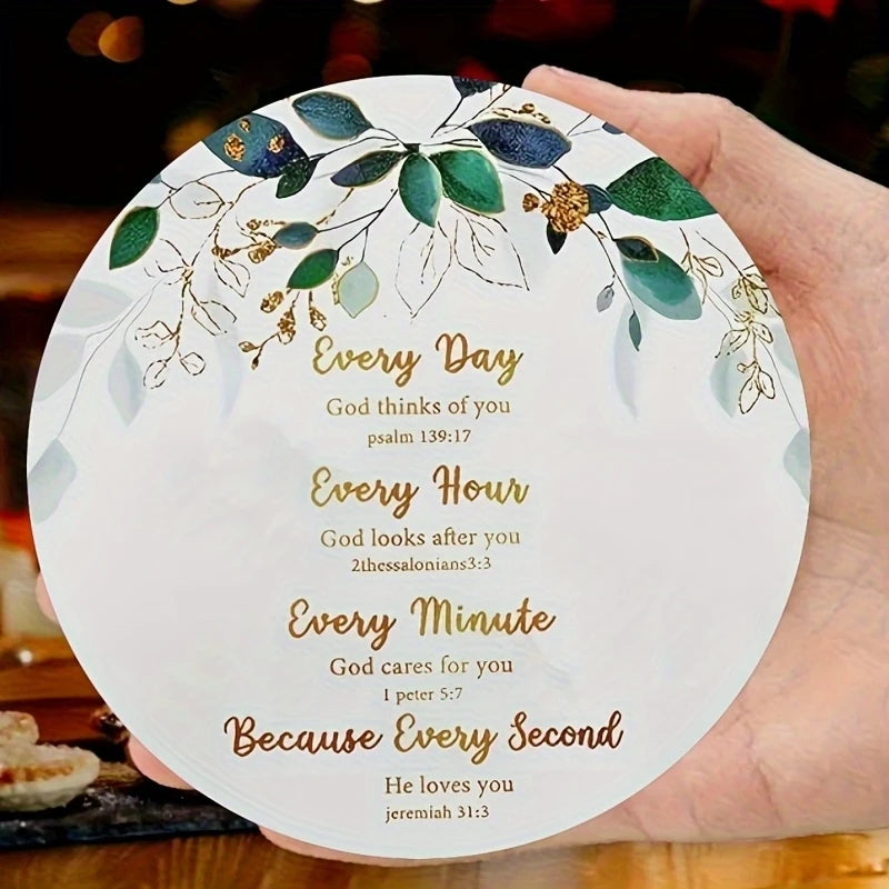 Floral Christian Quote Wooden Coasters (Set of 4)