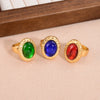 Anillo Declarativo de Gema Roja Ovalada Estilo Vintage