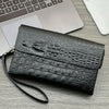 Crocodile Pattern Clutch Bag with Flap Closure