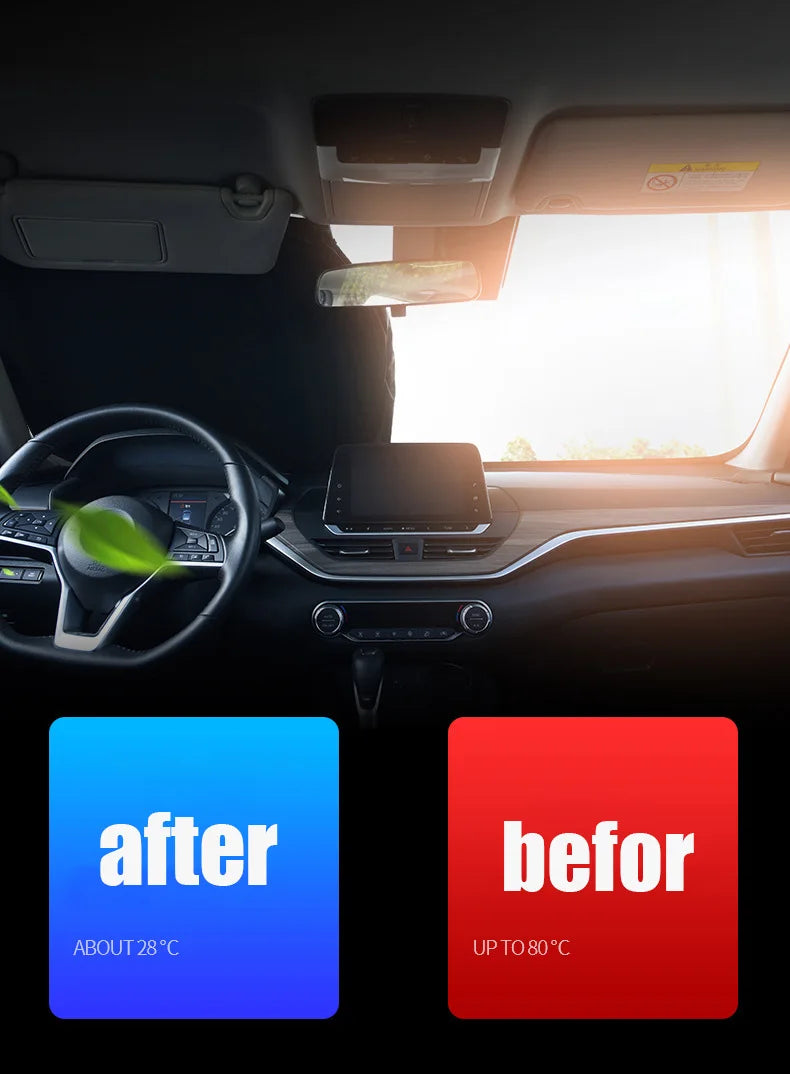 Titanium Silver Car Windshield Sunshade with Heat & Glare Protection