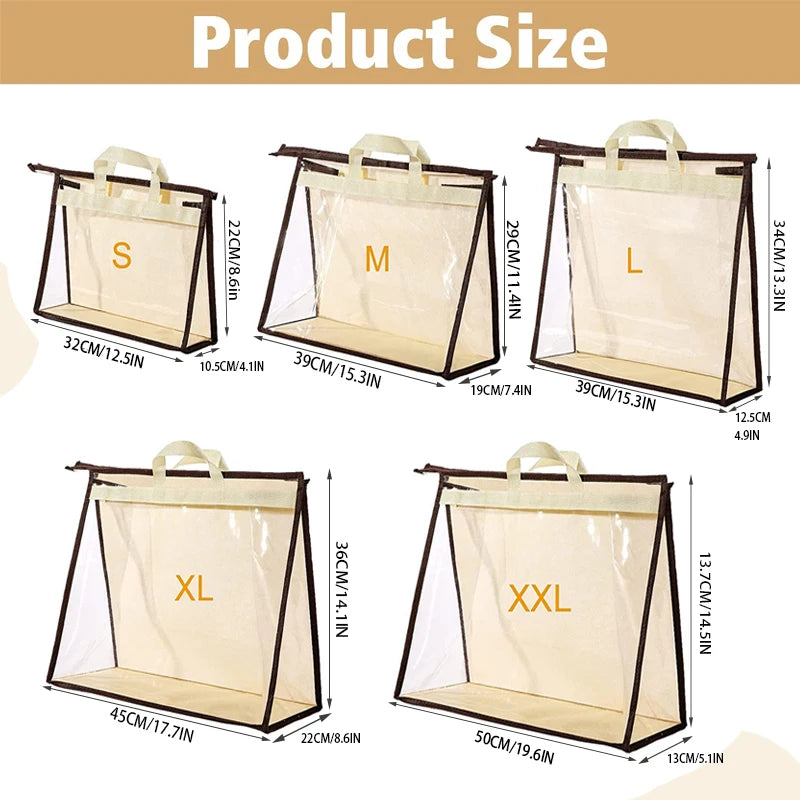 Transparent Dust-Proof Handbag Storage Bag with Hanging Hook