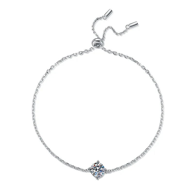 Classic Sterling Silver Moissanite Chain Bracelet
