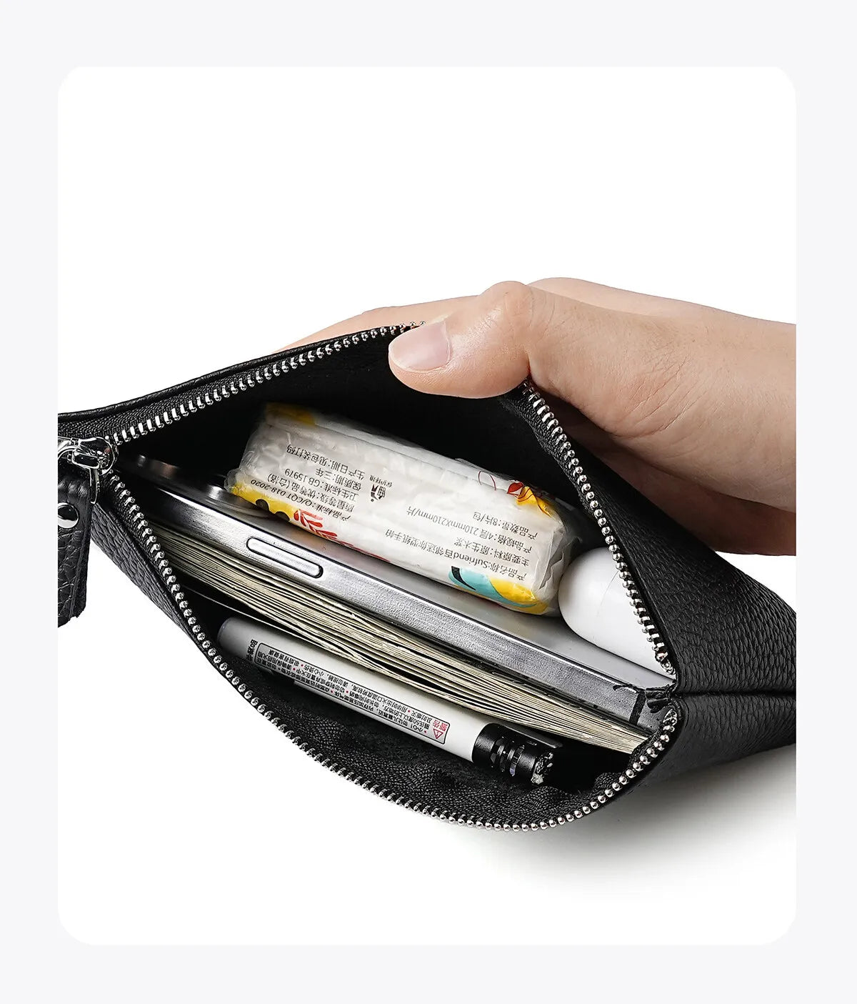 Genuine Leather Wristlet Clutch Wallet with Phone Pocket