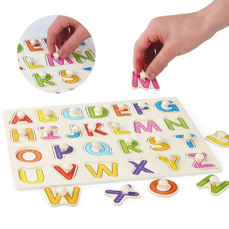 Wooden Alphabet Puzzle Board for Toddlers