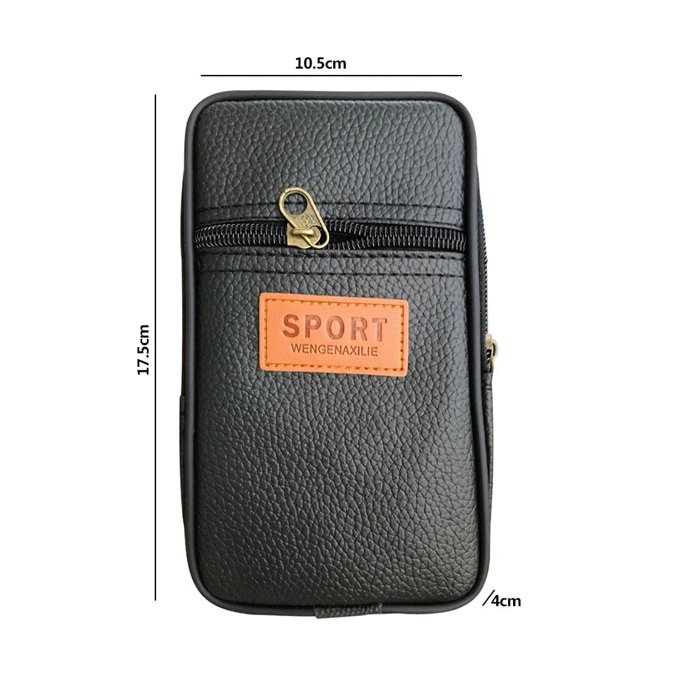 Black leather crossbody sling bag with a flap and gold-colored hardware.